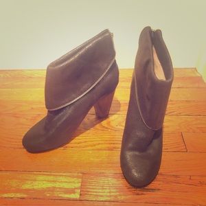 Michael Kors brown leather zip booties